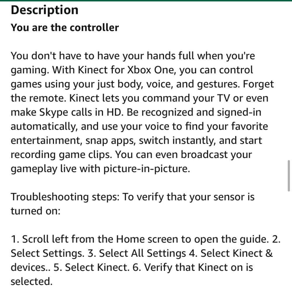 Microsoft Xbox One Kinect Sensor Bar | Motion Sen… - image 2